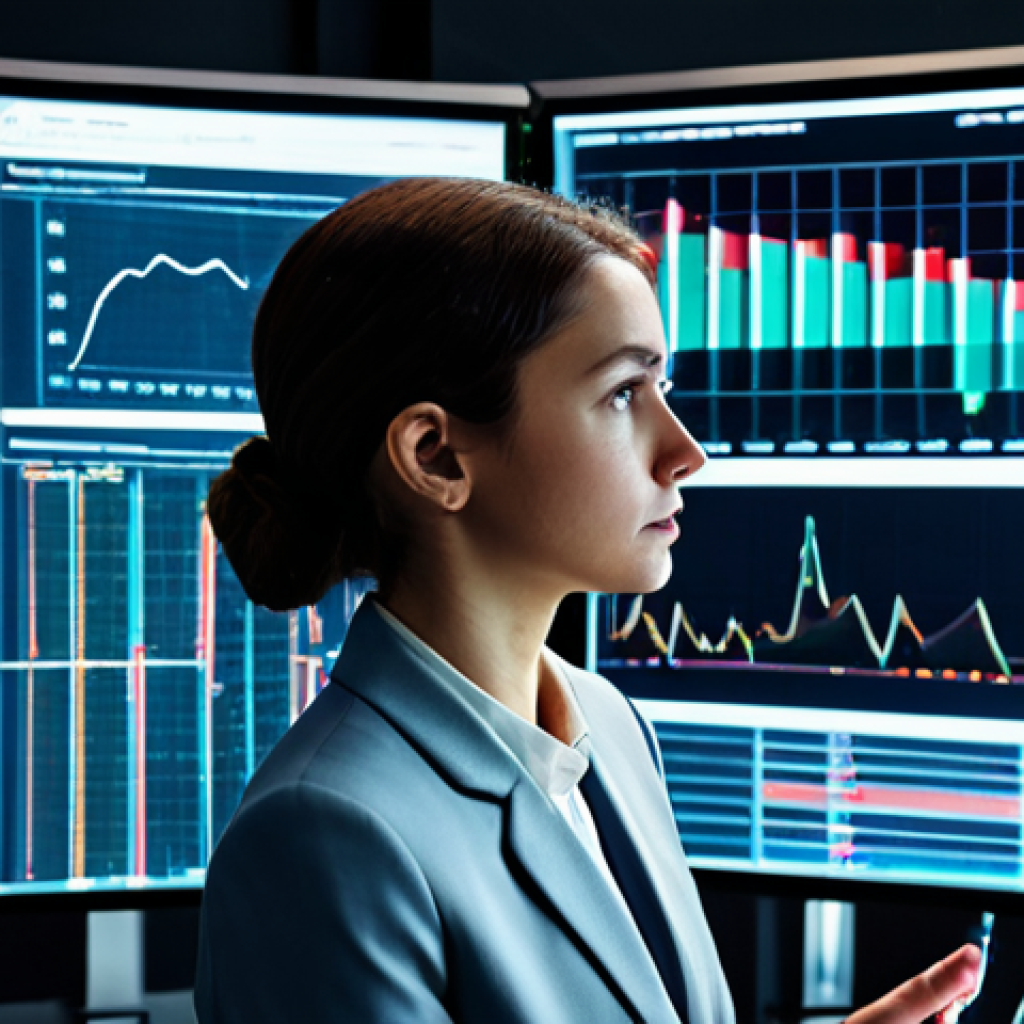 A professional female financial analyst, fully clothed in a modest business suit, intently focused on multiple holographic data screens displaying complex real-time fraud detection algorithms and risk analysis graphs in a futuristic, high-tech financial operations center. The scene emphasizes innovation and security. Perfect anatomy, correct proportions, natural pose, well-formed hands, proper finger count, natural body proportions, professional photography, high quality, safe for work, appropriate content, appropriate attire, professional dress.
