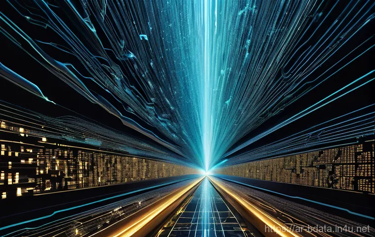 빅데이터 실무에서 데이터 파이프라인 사례 - **Prompt:** An abstract, dynamic visualization of data's journey, transforming from a swirling, chao...