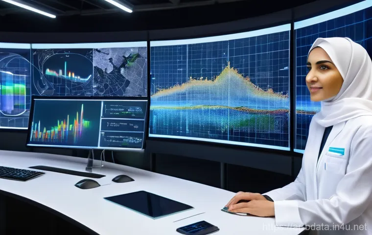 빅데이터와 ESG 데이터 분석 - "A diverse group of modern Arab business executives, including men in crisp thobes with ghutra and w...