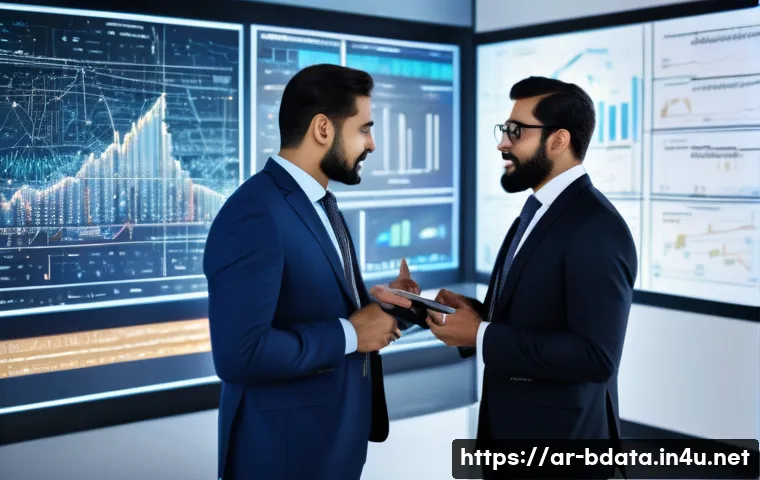 빅데이터 기술자와 AI 트렌드 통합 - A modern Arabic office environment showcasing a diverse team of professionals collaborating around a...