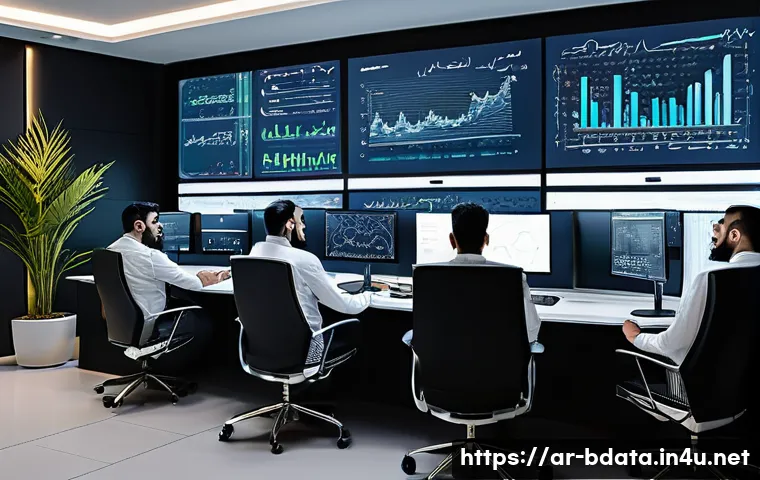 빅데이터 실무에서 ETL 파이프라인 사례 - A modern office scene depicting a diverse team of Middle Eastern data engineers collaborating around...