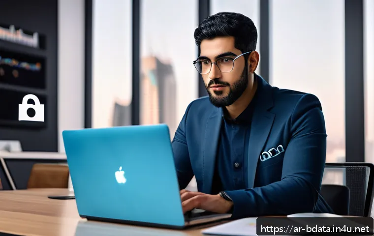 빅데이터 기술자의 글로벌 네트워킹 팁 - A professional Middle Eastern man in smart casual attire, sitting confidently at a sleek modern home...