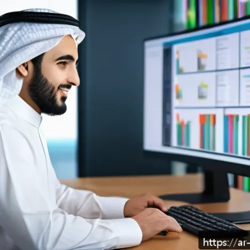 빅데이터 기술자를 위한 프로그래밍 언어 추천 - A professional Middle Eastern data scientist wearing modest business attire, sitting at a modern des...