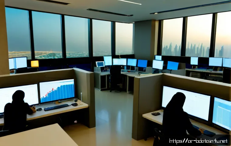 빅데이터 실무에서 데이터 연계 기술 - Photorealistic modern data operations center in Dubai, diverse Arab data professionals in modest bus...